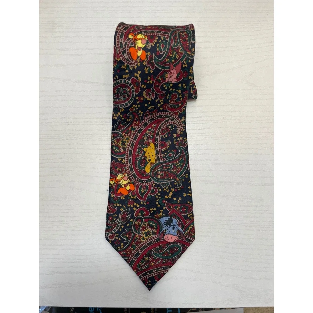Men's Necktie Disney Winnie the Pooh Eeyore Piglet Tie Paisley Character‎